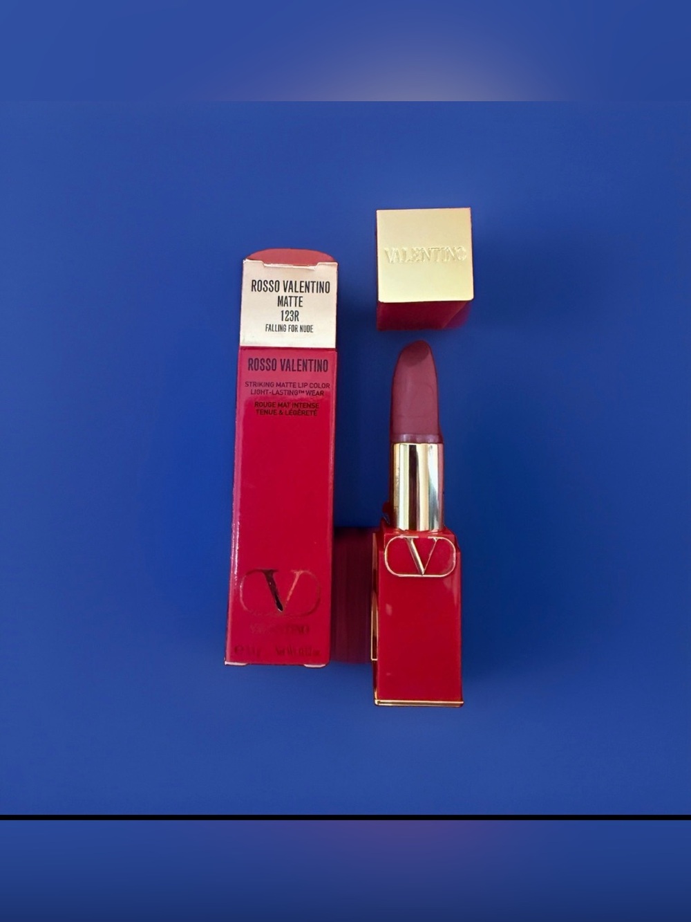 Valentino Rosso Valentino Matte Lipstick, Falling For Nude 123R 0.14 oz